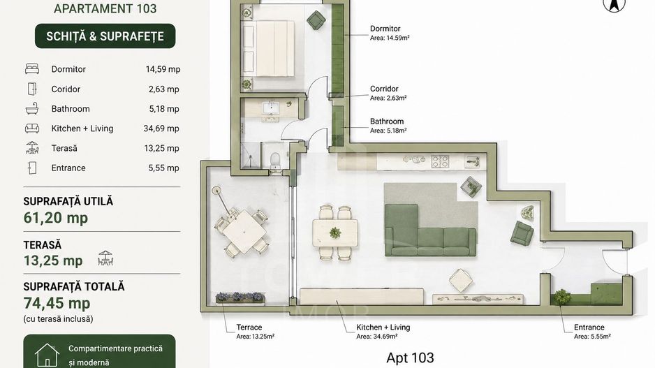 Apartament 2 camere- la cheie- Calea Surii Mici - Poză 4