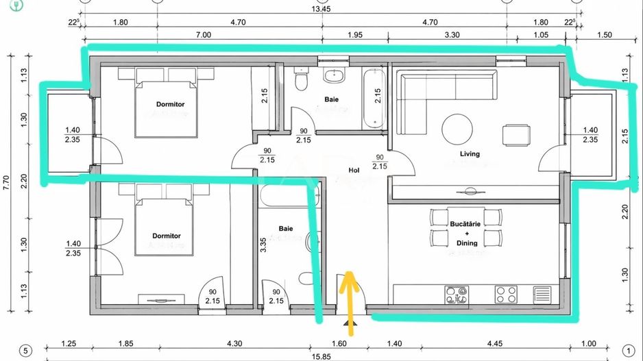 Apartament 2 camere, Florești, parcare inclusă. - Poză 7