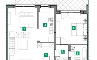 Apartament cu 2 camere  - Vedere spre lac, zona Sisești - Schiță 6