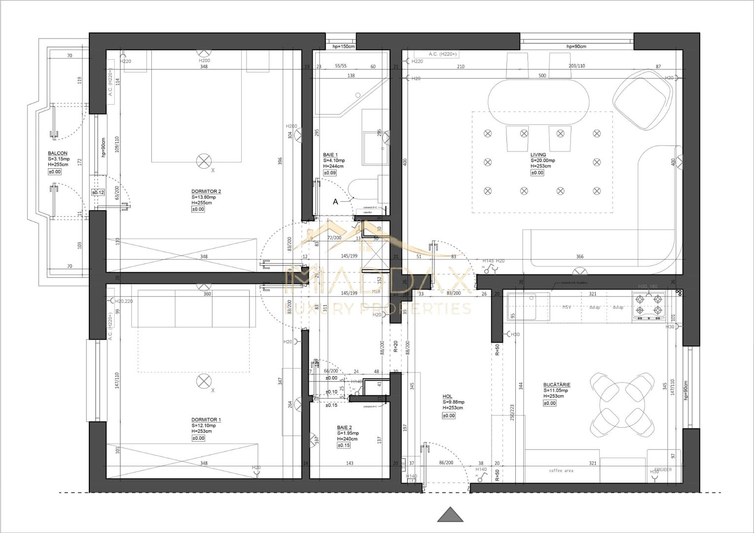 Apartament 3 camere decomandat, 2 băi | 7 min Metrou Timpuri Noi - Schiță 10