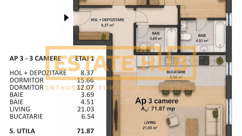 Apartament nou 3 camere aproape de zona centrala a Clujului - Poză 2