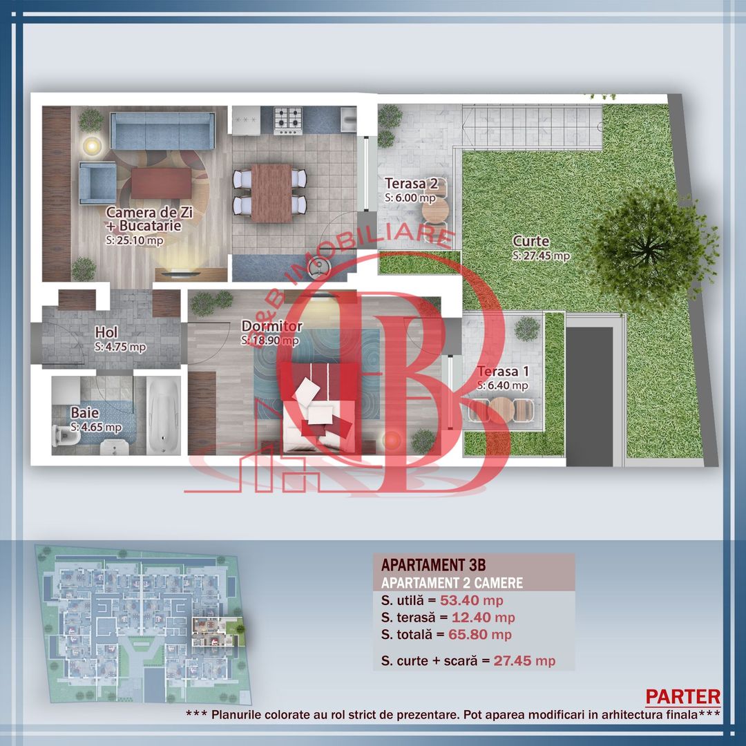 Oferta Lansare 2 camere cu gradina incalzire pardoseala - Schiță 1