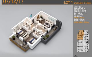 Apartament 3 camere Decomandat Titan Th. Pallady-Sector 3 - Schiță 2