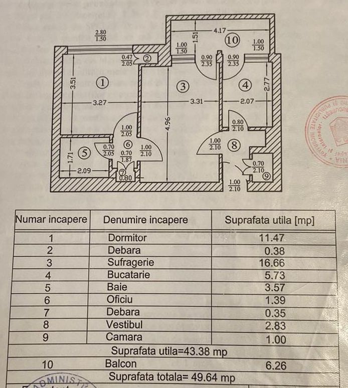 Inchiriere apartament 2 camere zona 1 Mai langa statia Metrou - Poză 13