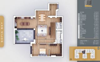 Bloc Finalizat 5 camere cu scara interioara Titan Pallady - Schiță 4