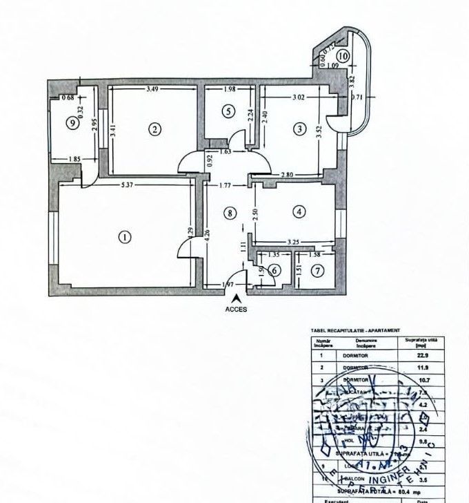 Vânzare 3 Camere 80 mp Bd. Mircea Vodă (Camera de Comerț) Centrala Bloc Monolit - Poză 2