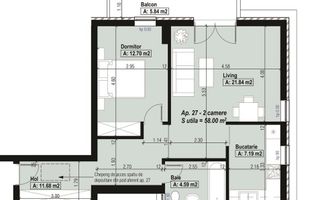 Apartament 2 camere Aradului bloc nou - Schiță 17