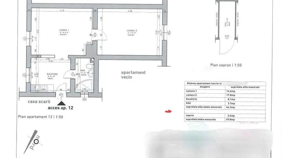 Odobescu | 2 Camere | Centrala termica | Mobilat si Utilat. - Schiță 9