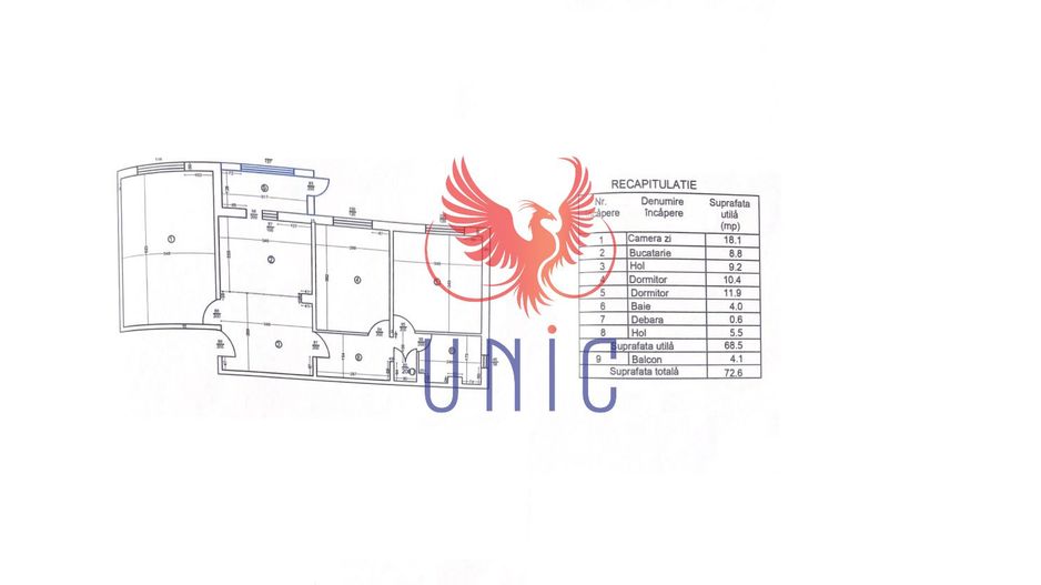 Apartament 3 camere, Rovine zona postei, Et P/4 - Schiță 2