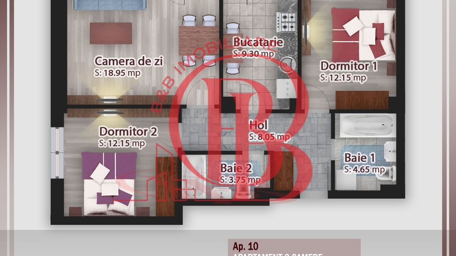 3 camere parcare bonus  -oferta lansare proiect Pallady - Schiță 7