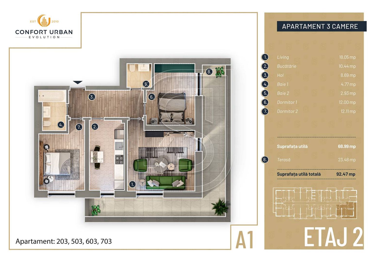 Apartament cu 3 camere si terasa 23.48 mp, Targ Pucheni-Rahova - Poză 9