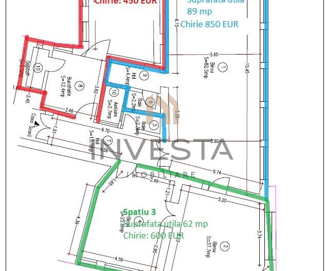 Spatiu de birouri 62mp Ultracentral! Cladire istorica! Renovat complet - Schiță 5