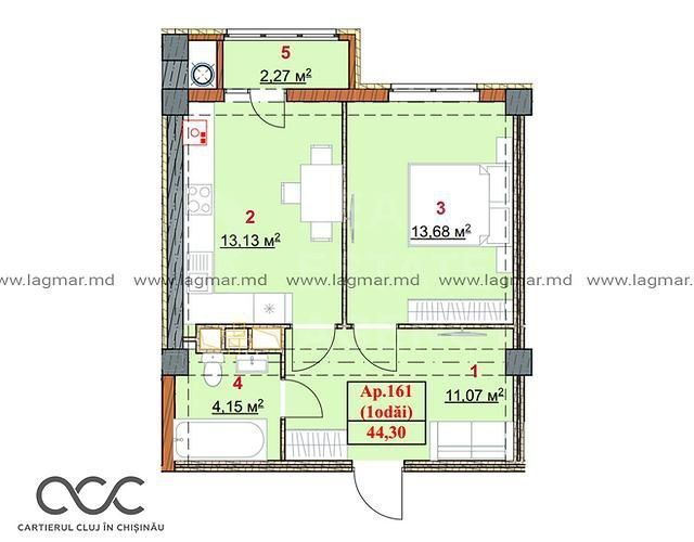 Vânzare apartament, 1 cameră, Cartierul Cluj, strada Ceucari, Râșcani - Poză 4