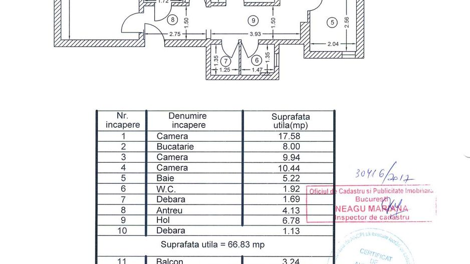 3 Camere| Turda | Averescu | Mihalache 1983 | Centrala 2 bai - Schiță 32