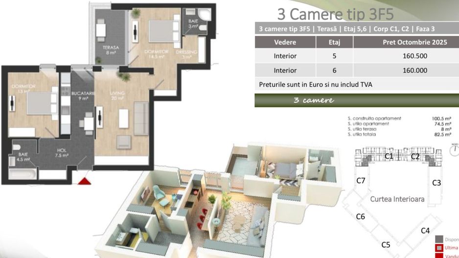 Apartament 3 camere spațios, amenajat, bloc nou, comision 0% - Poză 17