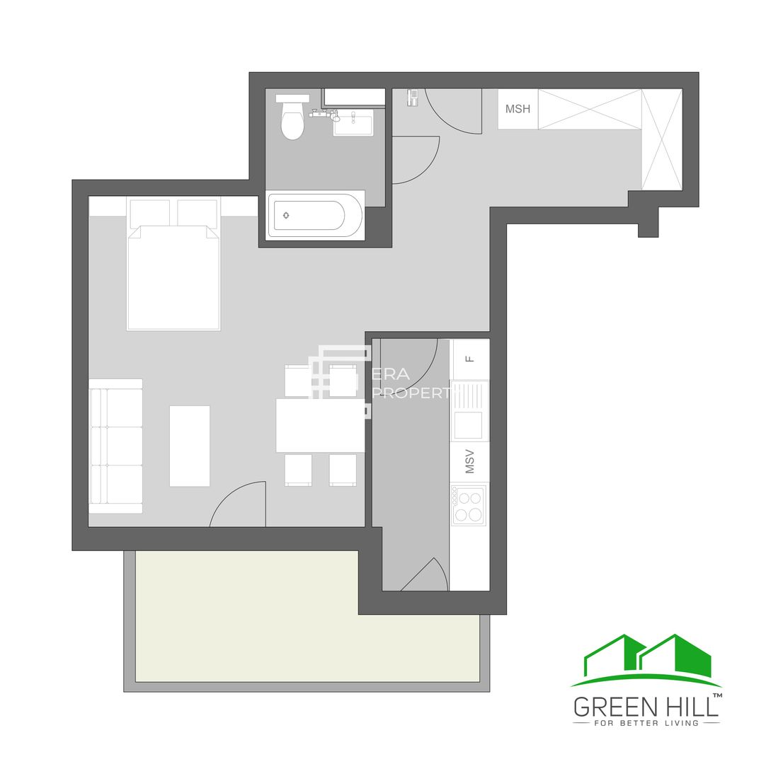 Apartament tip studio 39mp + balcon 10 mp – Green Hill, Turnișor Vest - Schiță 13