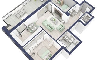 Apartament 3 camere | Balcon 27.3 mp | Etaj 3 | Turnisor - Poză 3