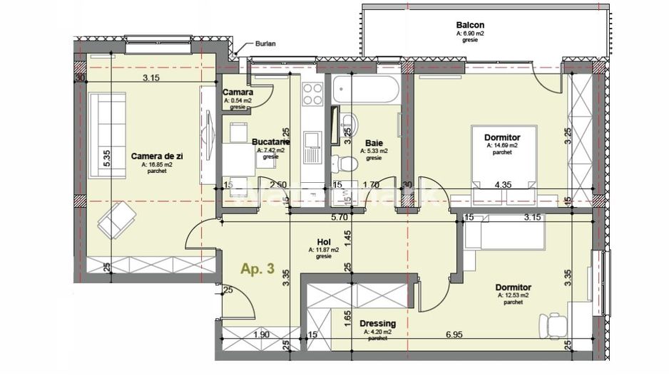 Apartament renovat de vanzare in Zorilor - Schiță 11