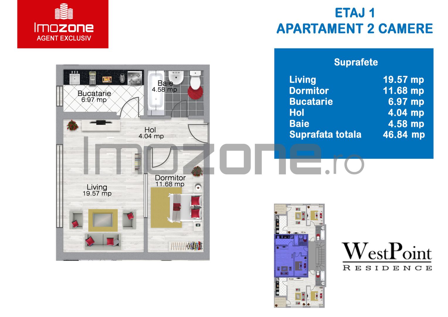 Apartament 2 Camere, 47 mp. centrala proprie, Militari - Pacii, comision 0% - Poză 19