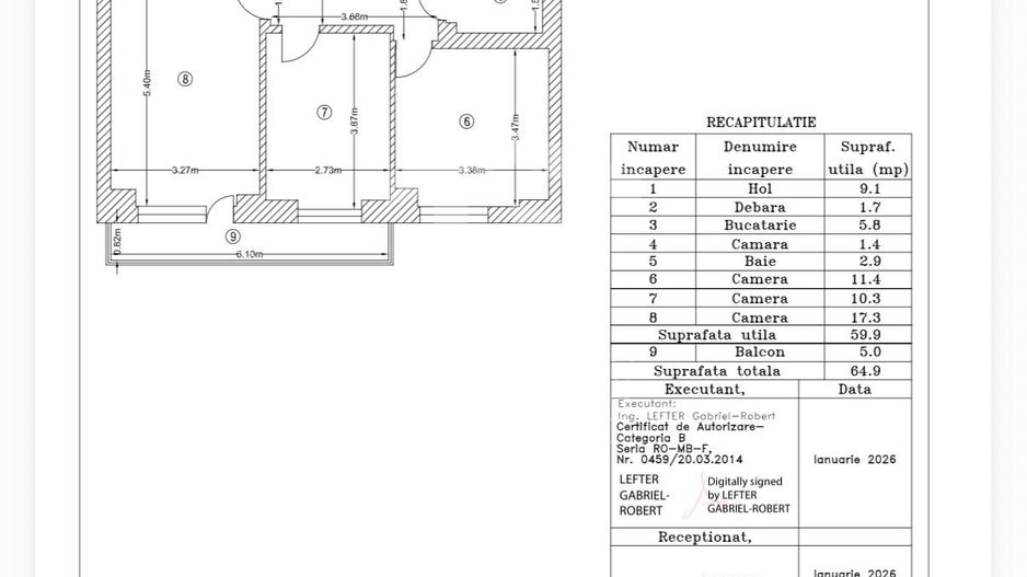 Apartament 3 camere Drumul Taberei Timisoara - Schiță 27