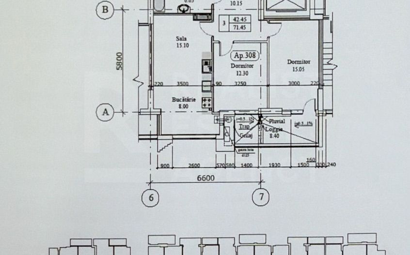Vânzare, apartament, 2 camere, Bulevardul Europei, Botanica. - Schiță 2