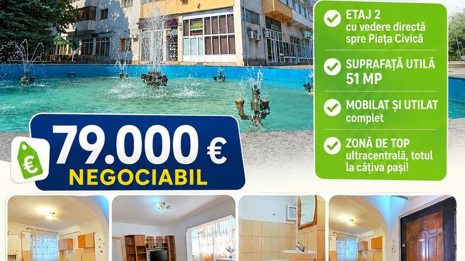 Apartament cu 2 camere, etaj 2, mobilat și utilat, VASLUI - zona ULTRACENTRAL; - Poză 1