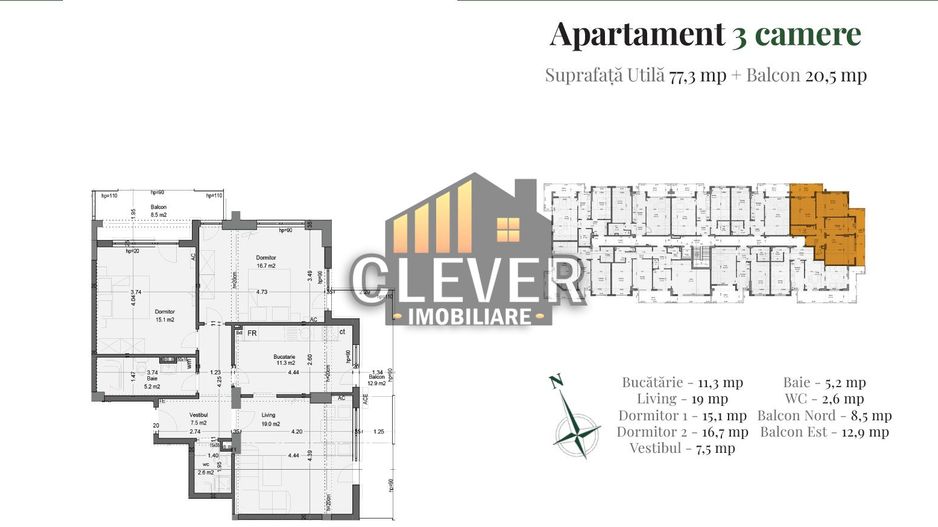 Apartament nou 3 camere Pallady, compartimentare ideală - Schiță 15