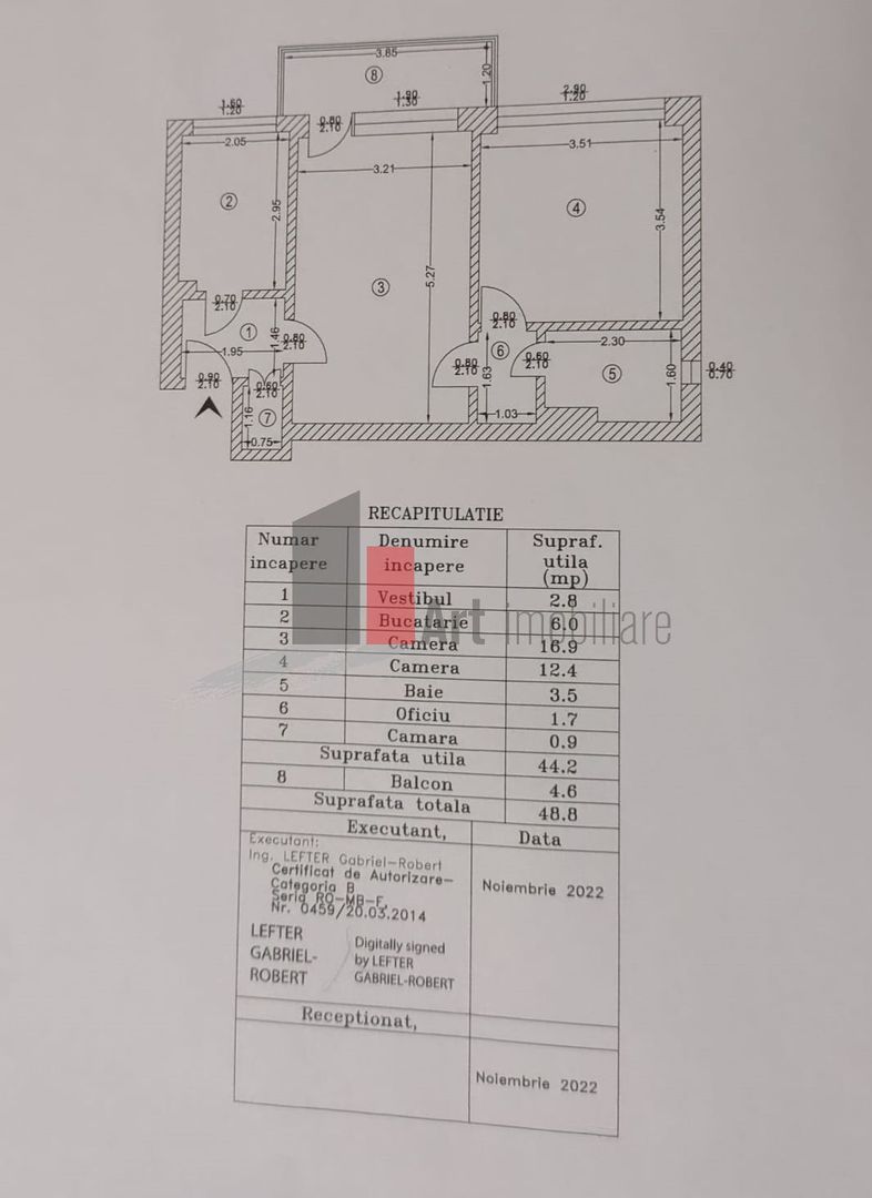 Apartament 2 camere Metrou Titan - Schiță 9