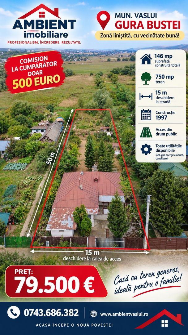 TEREN 750 mp + casa 146 mp, zona GURA BUSTEI - Vechia Roma; - Poză 2