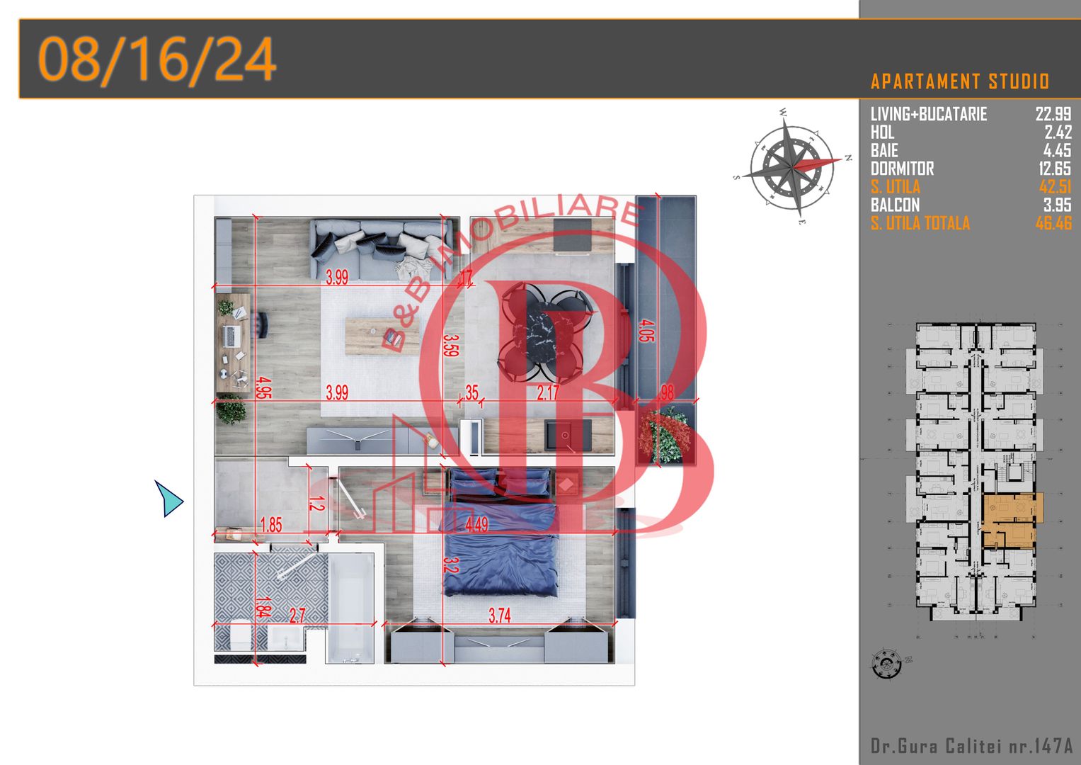 2 camere parcare bonus - Pallady - direct dezvoltator - Schiță 2