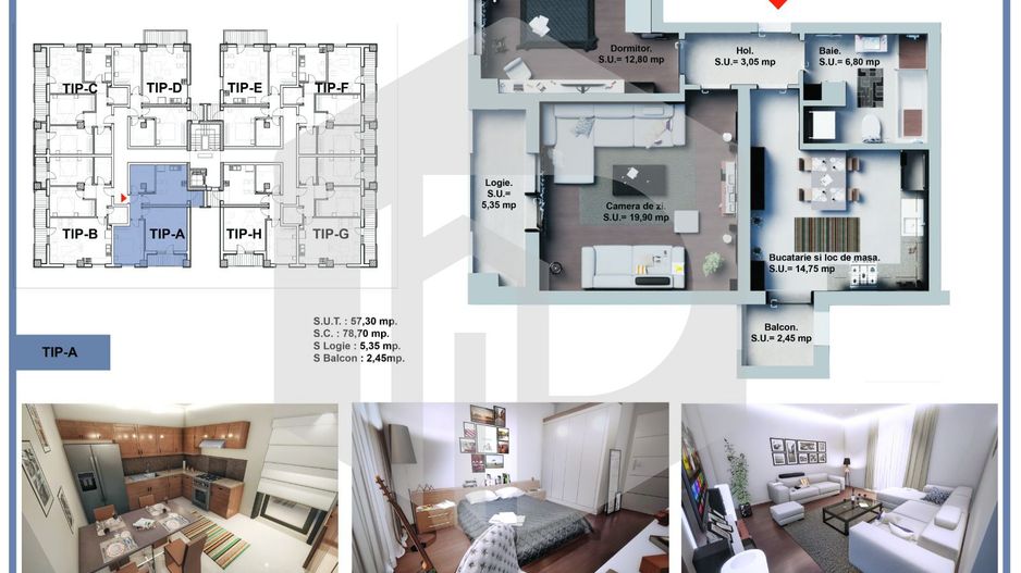 Zona De Vest - Apartament 2 camere - Etaj 1 cu lift - Dezvoltator - Poză 2