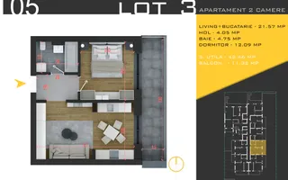 Apartament 2 camere Theodor Pallady Metrou Teclu Comision 0 - Schiță 11