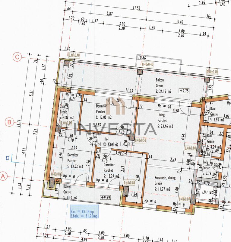 Apartament cu 4 camere, 2 terase, bloc nou, parcare inclusa, Marasti! - Schiță 3