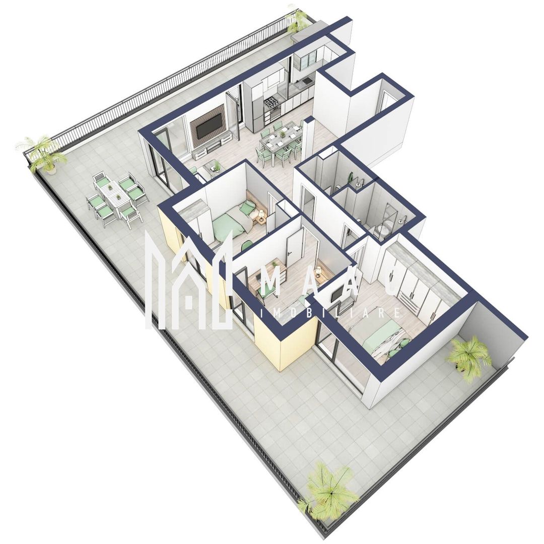 Penthouse 3 camere | Etaj 4 | Balcon 107.2 mp | Turnisor - Poză 3