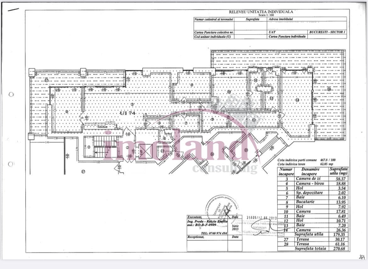 Inchiriere PENTHOUSE premium 270 mp | piscina si sala | Dorobanti Capitale - Schiță 16