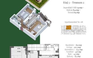 Apartament 2 camere cu Terasa Metrou Nicolae Teclu - Schiță 2