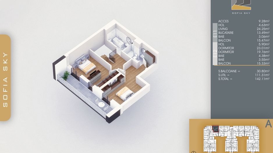 3 camere  duplex -  Titan Pallady  7 min Metrou N Teclu - Schiță 9