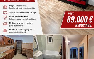 Apartament 3 camere, etaj 1, mobilat și utilat, zona GARĂ; - Poză 1