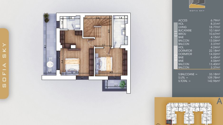 4 camere  duplex -  langa  Metrou Nicolae Teclu - Schiță 13