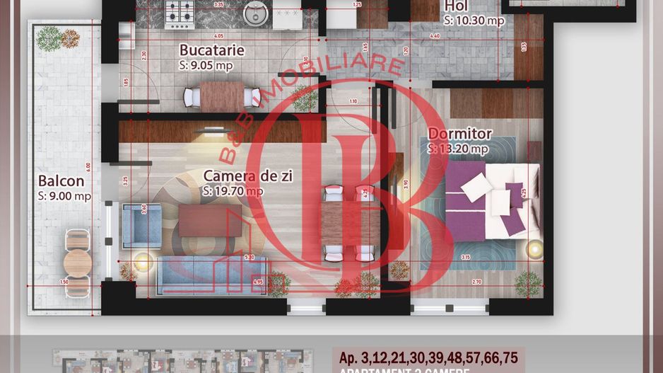 2 camere compartimentare ideala Titan Pallady Metrou N Teclu - Schiță 2