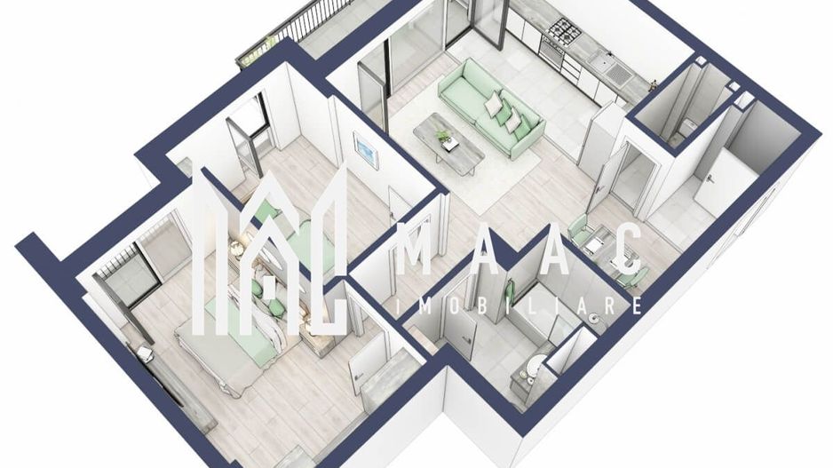 Apartament 3 camere | Etaj 1 | Balcon 10.6 mp | Turnisor - Poză 5