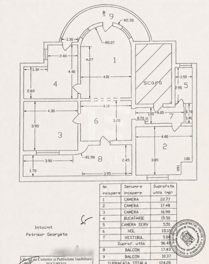 Apartament interbelic cu 3 camere, 124 mp, vis-à-vis de - Schiță 55