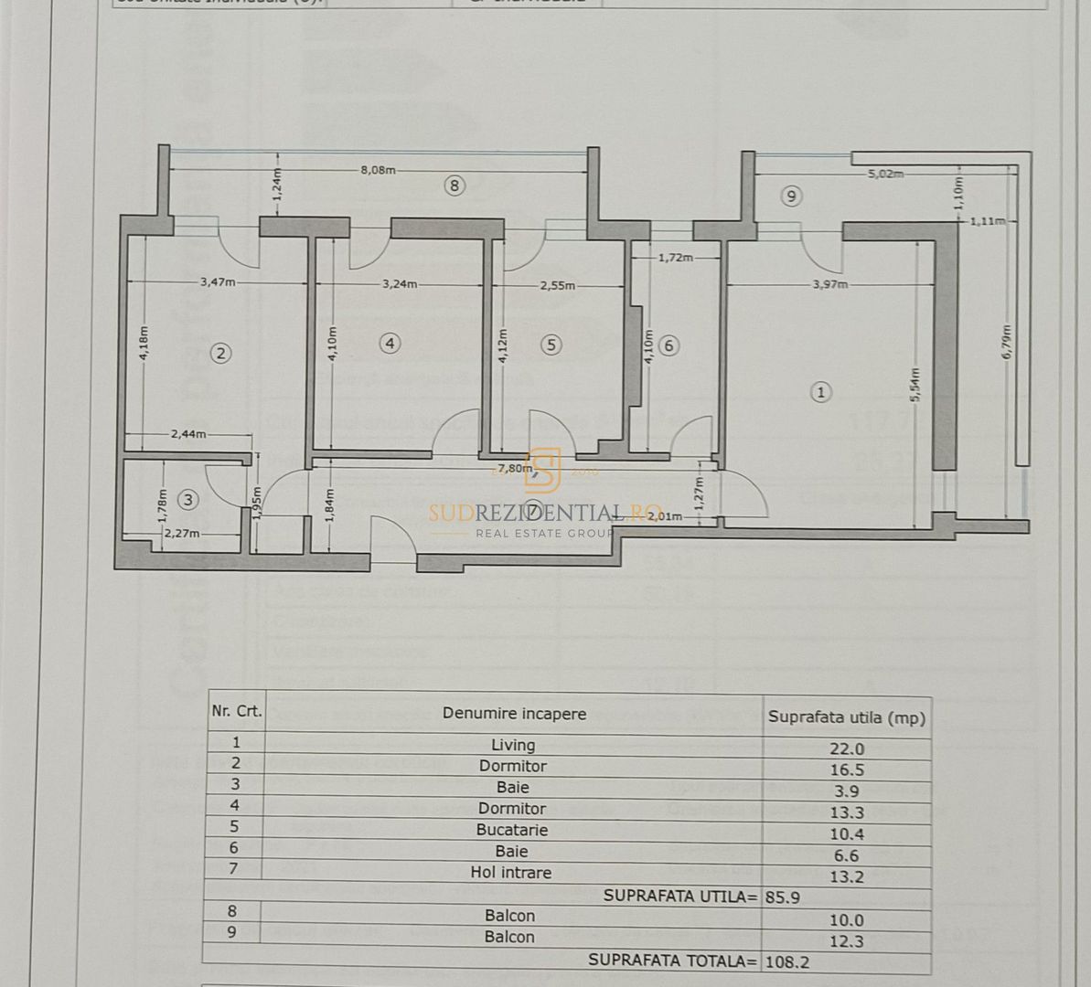 Apartament premium cu 3 camere, 108 mp, The Grand Kristal - Faza 1 - Schiță 8
