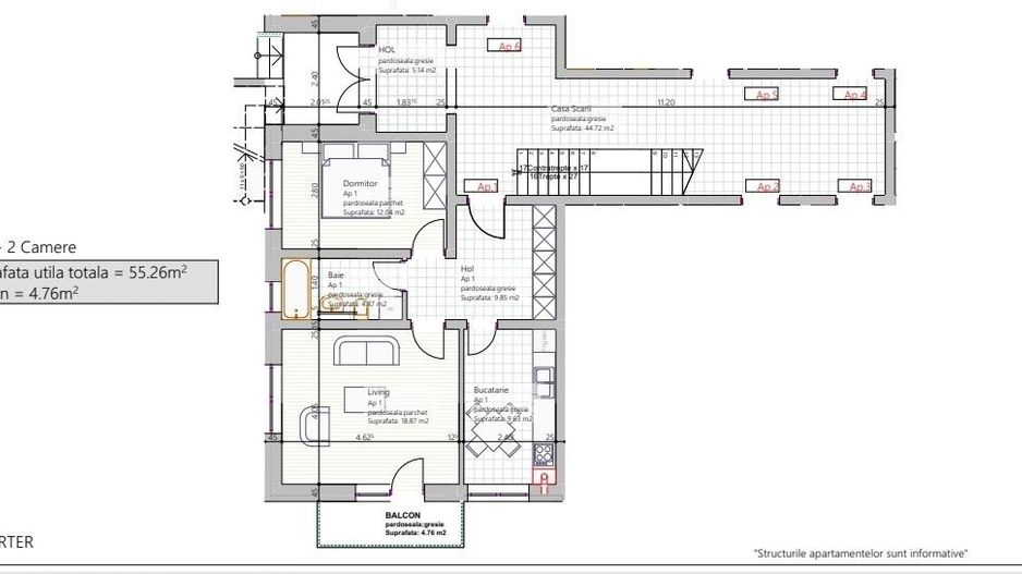 Ap 2 camere Subcetate Sanpetru - Poză 17