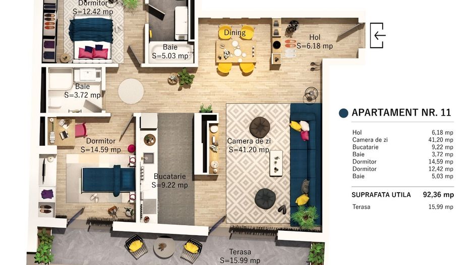 Apartament 3 camere, confort sporit, intr-un imobil rezidental SMART - Poză 3