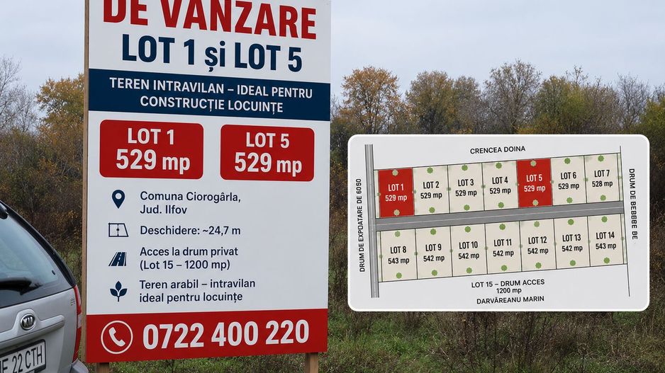 Teren Intravilan 615mp-Deschidere Generoasa ,Pozitie Excelenta - Poză 1