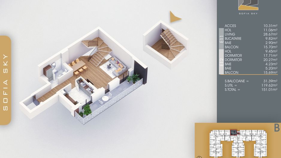 3 camere Duplex 3 bai si acces lift in interior la 7 min M Nicolae Teclu Pallady - Schiță 9