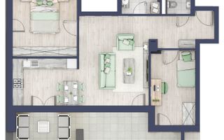 Apartament 3 camere | Balcon 22.2 mp | Etaj 3 | Turnisor - Poză 1