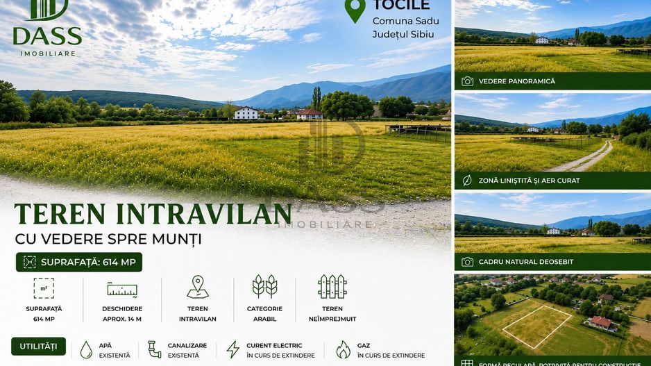 Teren intravilan 614 mp în Tocile – Sadu, zonă liniștită - Poză 1