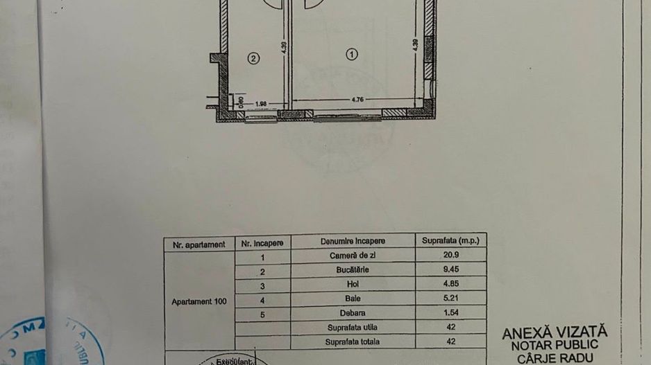 Apartament o cameră cu bucătărie separată - Doamna Stanca - Schiță 13